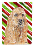 Buff Cocker Spaniel Candy Cane Christmas House Flag 28x40 Porch Sleeve Pole Decorative Outside Yard Banner Artwork Wall Hanging, Polyester