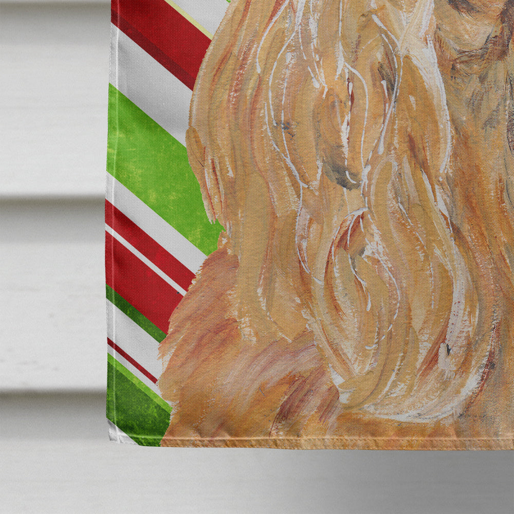 Buff Cocker Spaniel Candy Cane Christmas House Flag 28x40 Porch Sleeve Pole Decorative Outside Yard Banner Artwork Wall Hanging, Polyester