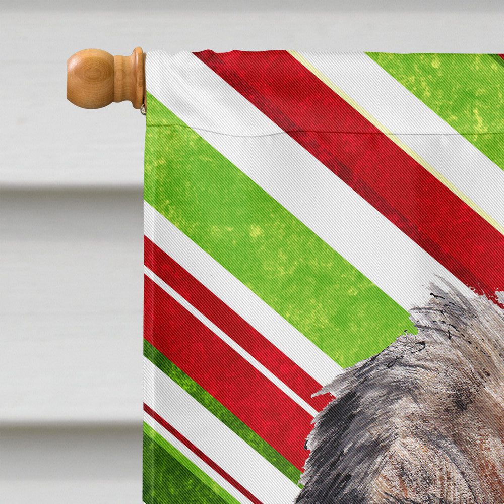 Border Terrier Candy Cane Christmas House Flag 28x40 Porch Sleeve Pole Decorative Outside Yard Banner Artwork Wall Hanging, Polyester
