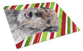 Border Terrier Candy Cane Christmas Cutting Board Tempered Glass Kitchen Cutting Surface, Heat Resistant Chopping, Non-Slip Feet, Food Prep & Serving