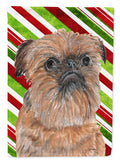 Brussels Griffon Candy Cane Christmas House Flag 28x40 Porch Sleeve Pole Decorative Outside Yard Banner Artwork Wall Hanging, Polyester