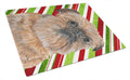 Brussels Griffon Candy Cane Christmas Cutting Board Tempered Glass Kitchen Cutting Surface, Heat Resistant Chopping, Non-Slip Feet, Food Prep & Serving