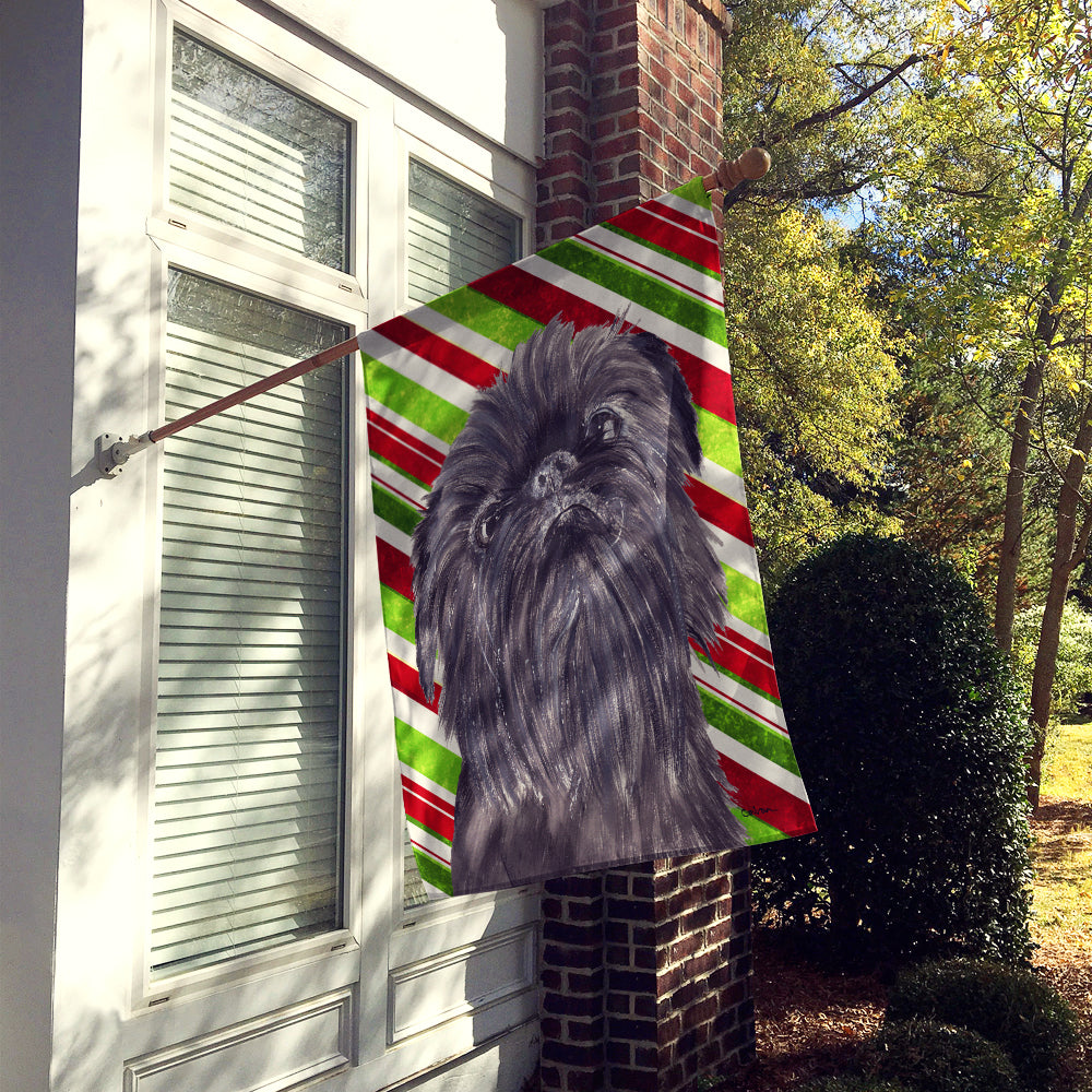 Brussels Griffon Candy Cane Christmas House Flag 28x40 Porch Sleeve Pole Decorative Outside Yard Banner Artwork Wall Hanging, Polyester