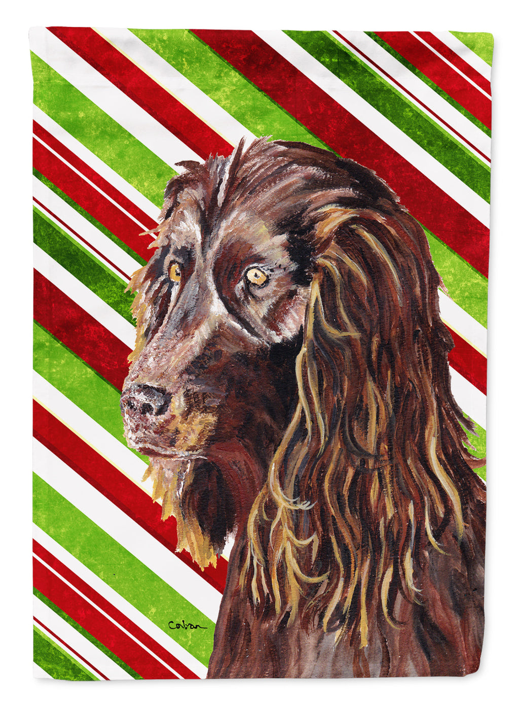 Boykin Spaniel Candy Cane Christmas House Flag 28x40 Porch Sleeve Pole Decorative Outside Yard Banner Artwork Wall Hanging, Polyester
