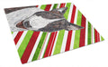 Bull Terrier Candy Cane Christmas Cutting Board Tempered Glass Kitchen Cutting Surface, Heat Resistant Chopping, Non-Slip Feet, Food Prep & Serving