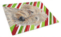 Golden Doodle Candy Cane Christmas Cutting Board Tempered Glass Kitchen Cutting Surface, Heat Resistant Chopping, Non-Slip Feet, Food Prep & Serving