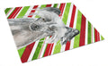 Chinese Crested Candy Cane Christmas Cutting Board Tempered Glass Kitchen Cutting Surface, Heat Resistant Chopping, Non-Slip Feet, Food Prep & Serving