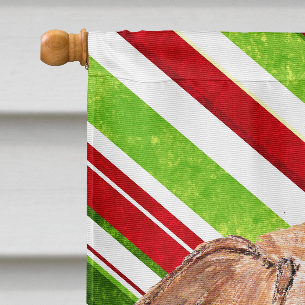 English Foxhound Candy Cane Christmas House Flag 28x40 Porch Sleeve Pole Decorative Outside Yard Banner Artwork Wall Hanging, Polyester