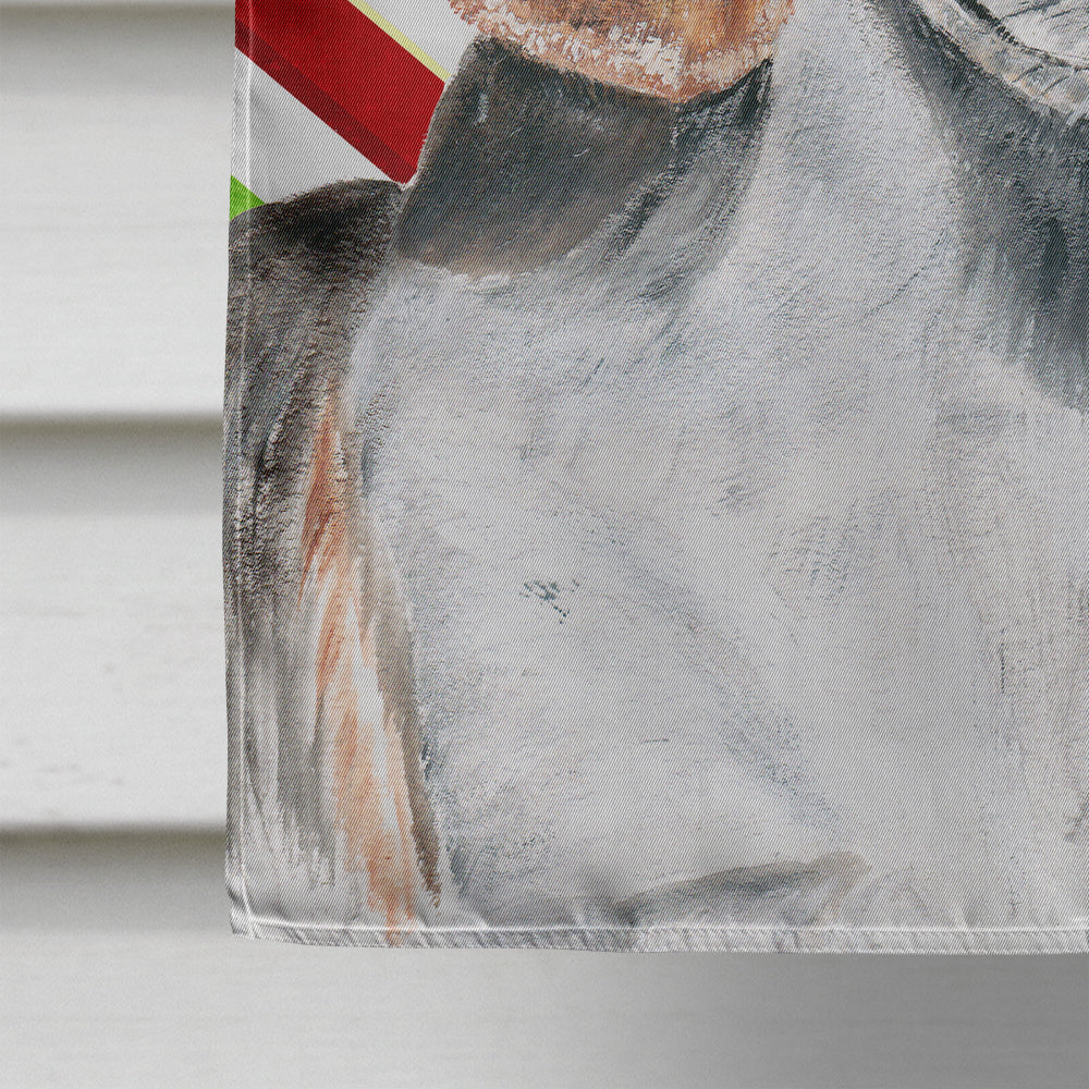 English Foxhound Candy Cane Christmas House Flag 28x40 Porch Sleeve Pole Decorative Outside Yard Banner Artwork Wall Hanging, Polyester