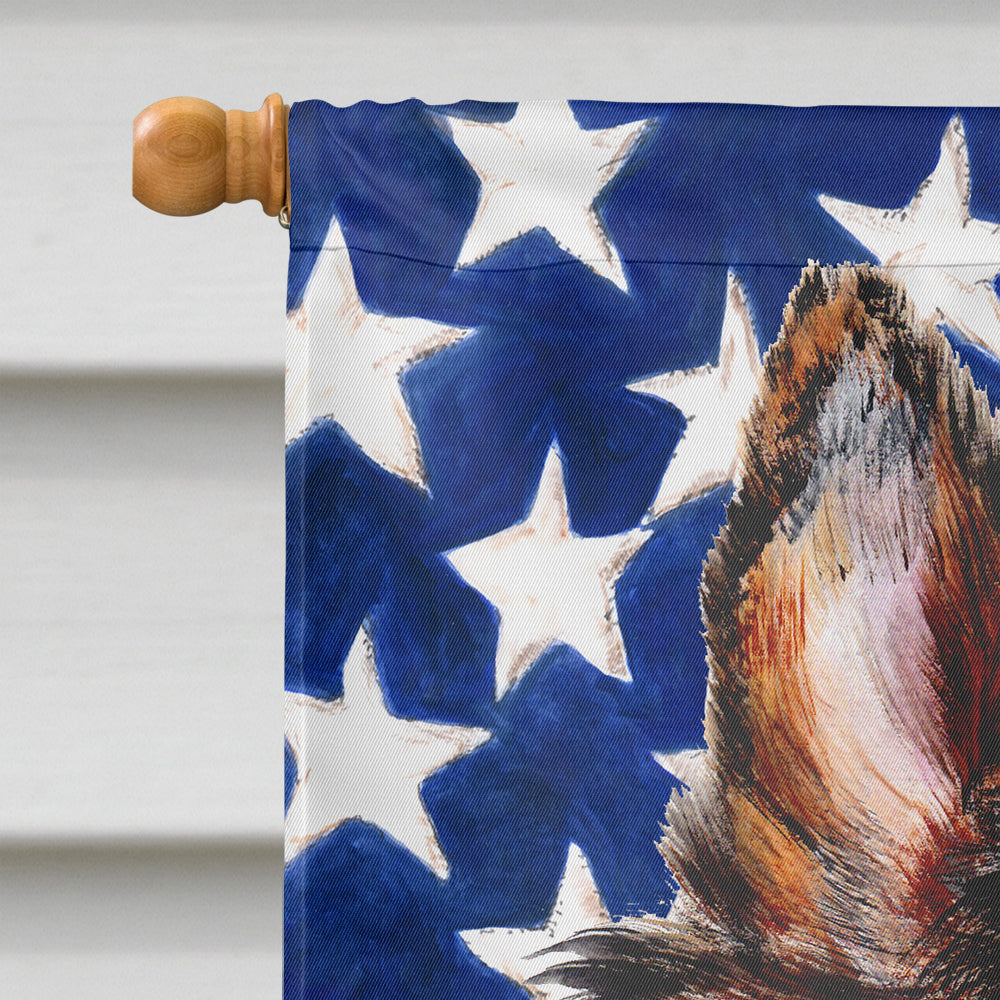 Collie with American Flag USA House Flag 28x40 Porch Sleeve Pole Decorative Outside Yard Banner Artwork Wall Hanging, Polyester