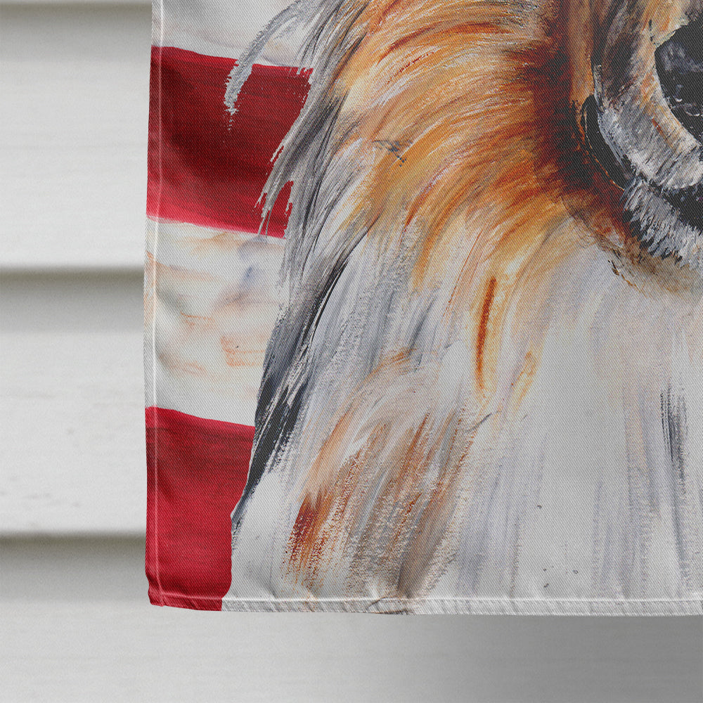 Collie with American Flag USA House Flag 28x40 Porch Sleeve Pole Decorative Outside Yard Banner Artwork Wall Hanging, Polyester