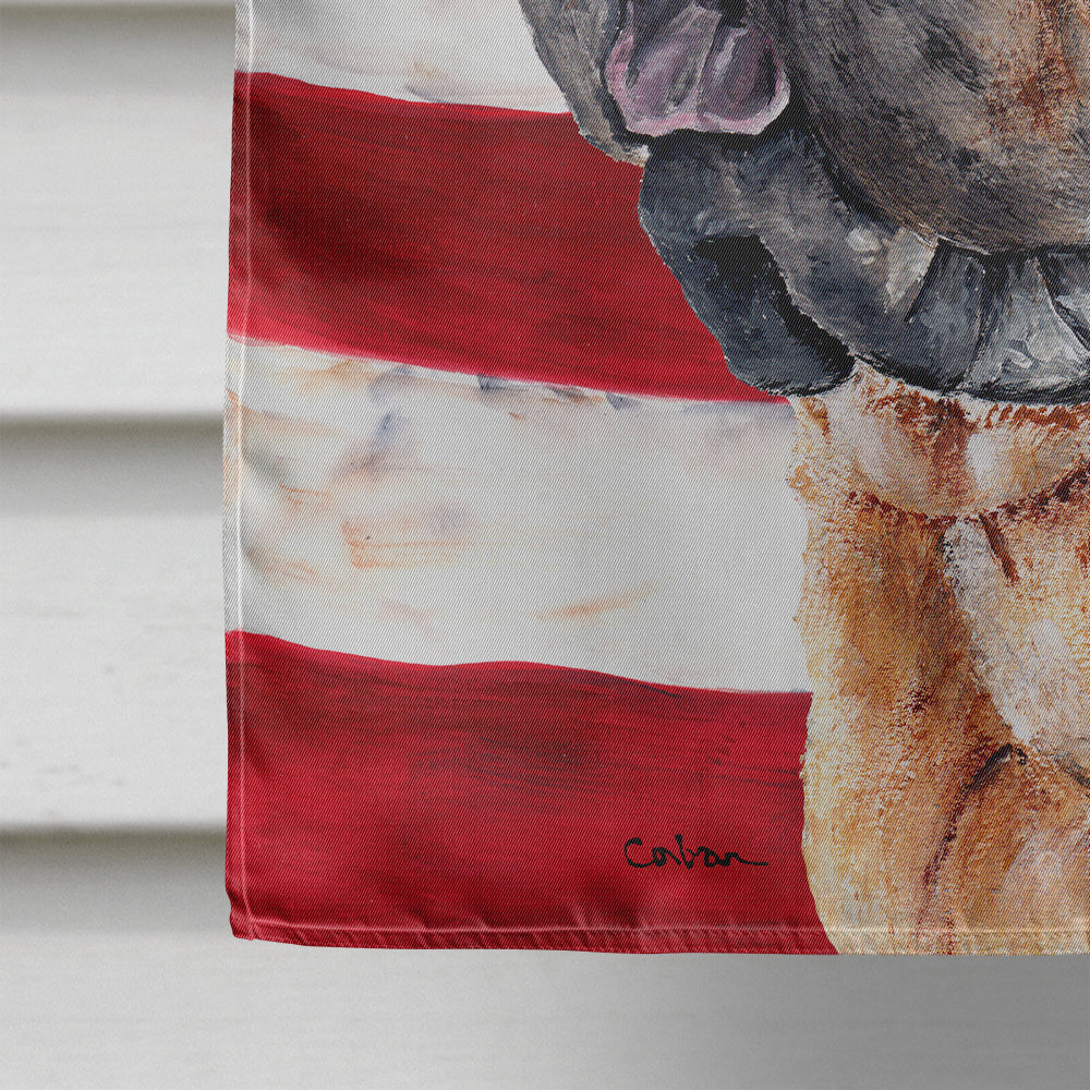 Shar Pei with American Flag USA House Flag 28x40 Porch Sleeve Pole Decorative Outside Yard Banner Artwork Wall Hanging, Polyester