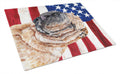 Shar Pei with American Flag USA Cutting Board Tempered Glass Kitchen Cutting Surface, Heat Resistant Chopping, Non-Slip Feet, Food Prep & Serving