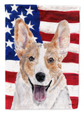 Cardigan Corgi with American Flag USA House Flag 28x40 Porch Sleeve Pole Decorative Outside Yard Banner Artwork Wall Hanging, Polyester