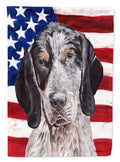 Blue Tick Coonhound with American Flag USA House Flag 28x40 Porch Sleeve Pole Decorative Outside Yard Banner Artwork Wall Hanging, Polyester
