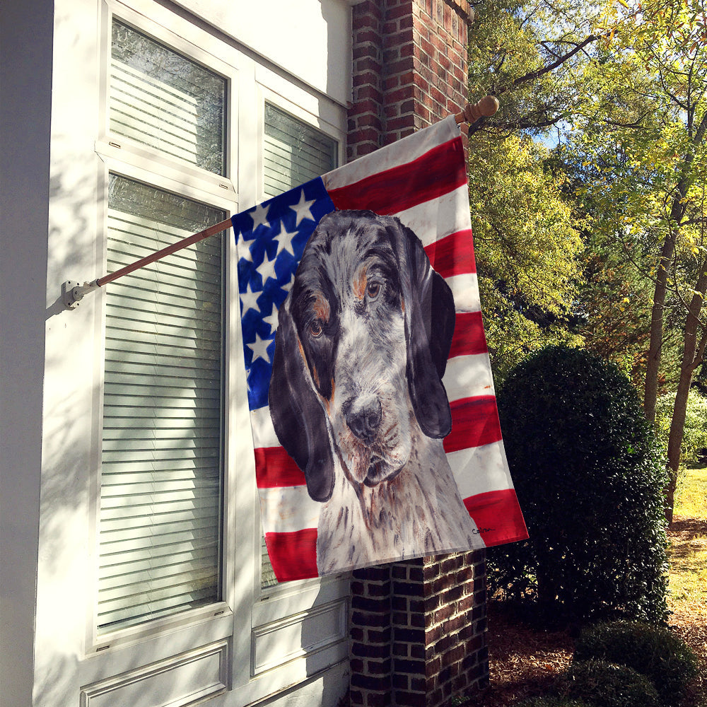 Blue Tick Coonhound with American Flag USA House Flag 28x40 Porch Sleeve Pole Decorative Outside Yard Banner Artwork Wall Hanging, Polyester