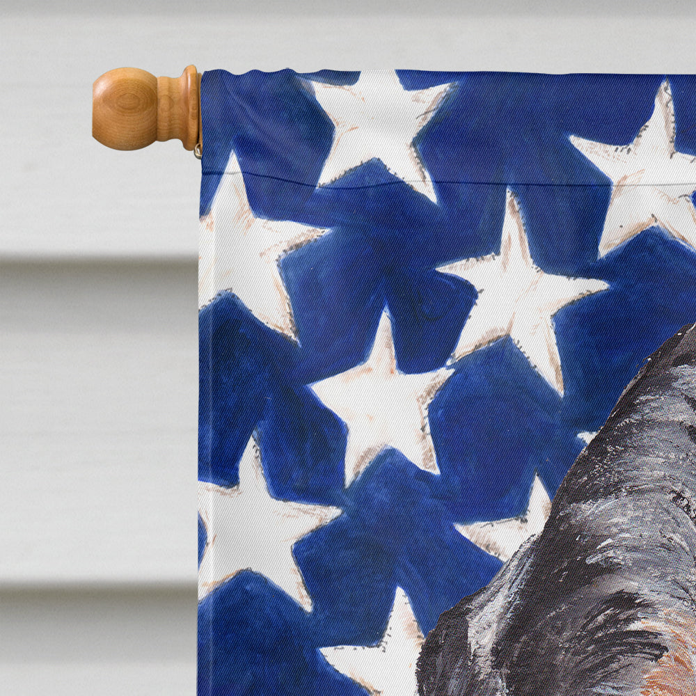 Blue Tick Coonhound with American Flag USA House Flag 28x40 Porch Sleeve Pole Decorative Outside Yard Banner Artwork Wall Hanging, Polyester