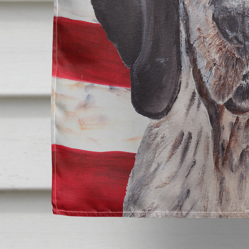 Blue Tick Coonhound with American Flag USA House Flag 28x40 Porch Sleeve Pole Decorative Outside Yard Banner Artwork Wall Hanging, Polyester