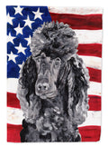 Black Standard Poodle with American Flag USA House Flag 28x40 Porch Sleeve Pole Decorative Outside Yard Banner Artwork Wall Hanging, Polyester