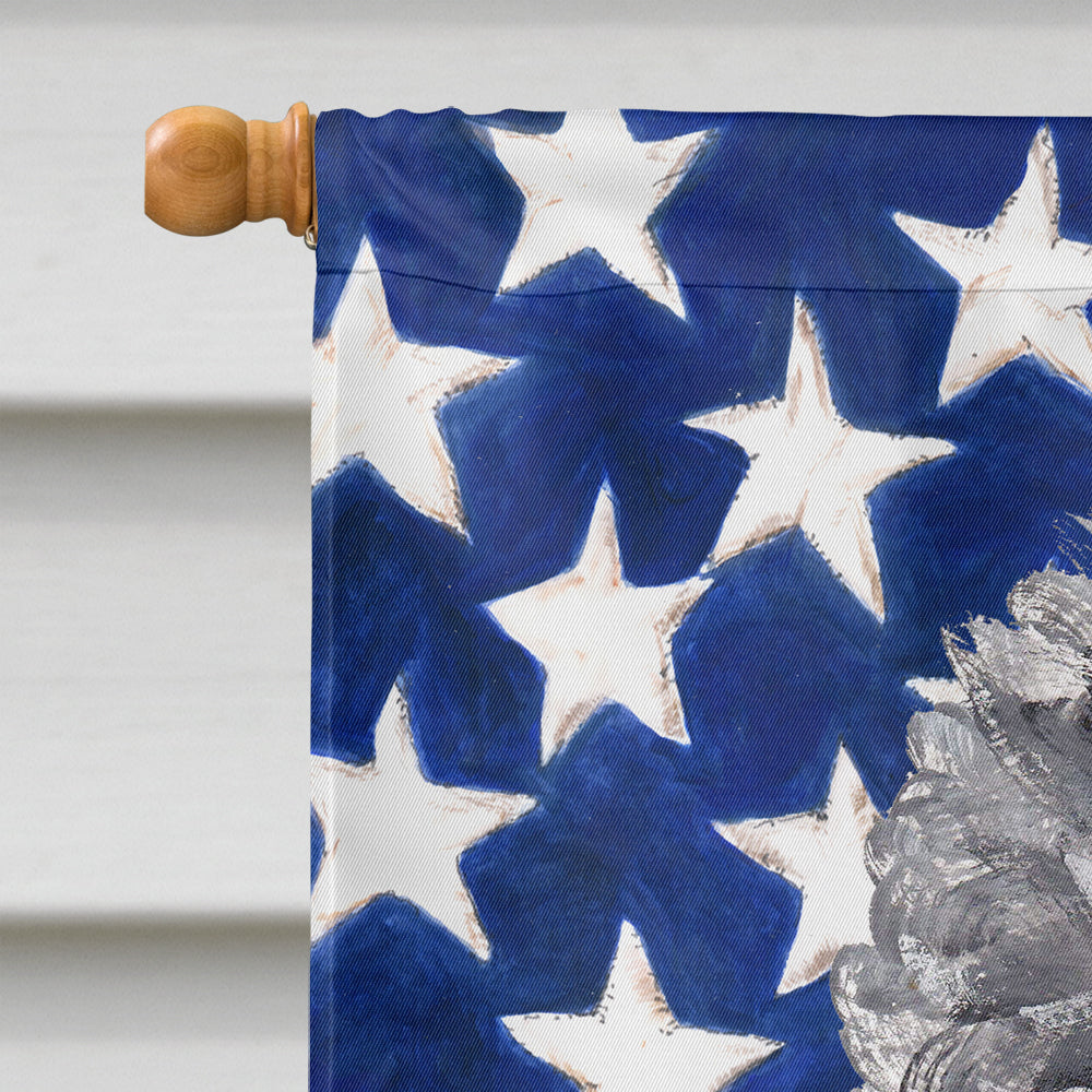 Black Standard Poodle with American Flag USA House Flag 28x40 Porch Sleeve Pole Decorative Outside Yard Banner Artwork Wall Hanging, Polyester