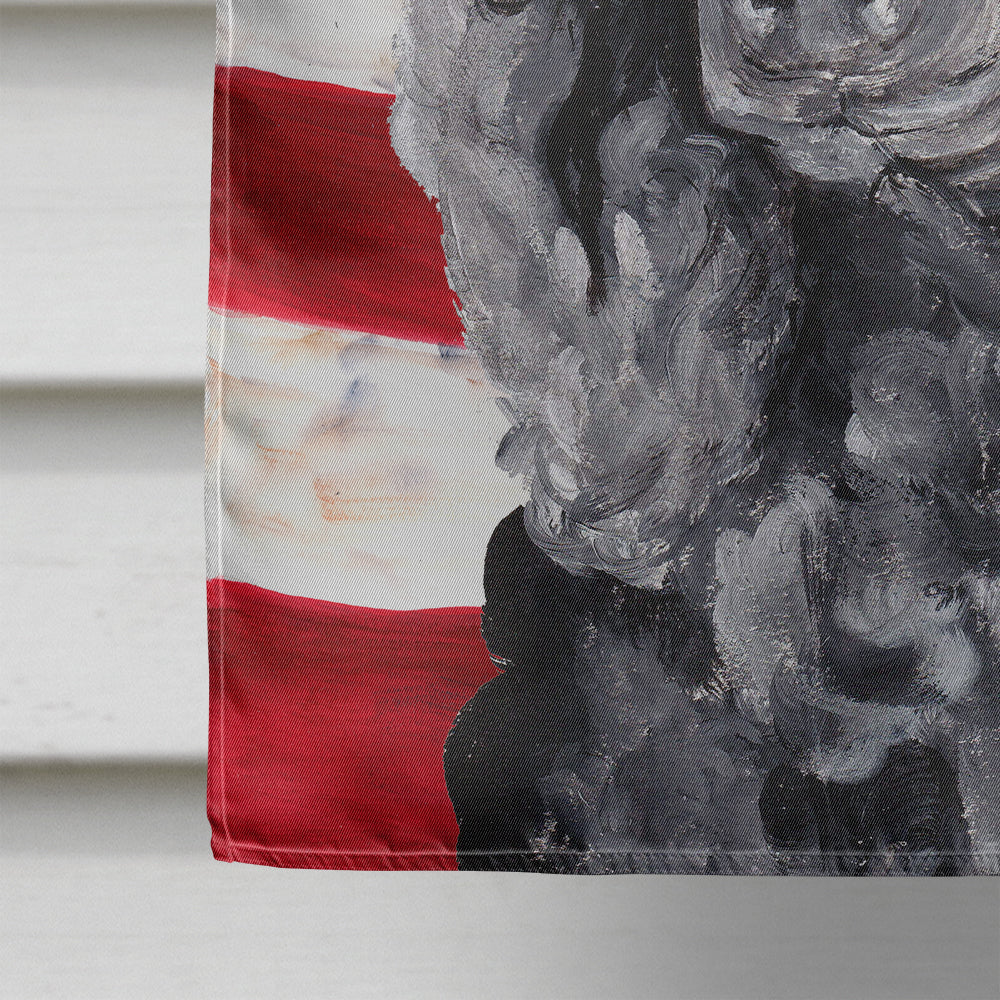 Black Standard Poodle with American Flag USA House Flag 28x40 Porch Sleeve Pole Decorative Outside Yard Banner Artwork Wall Hanging, Polyester