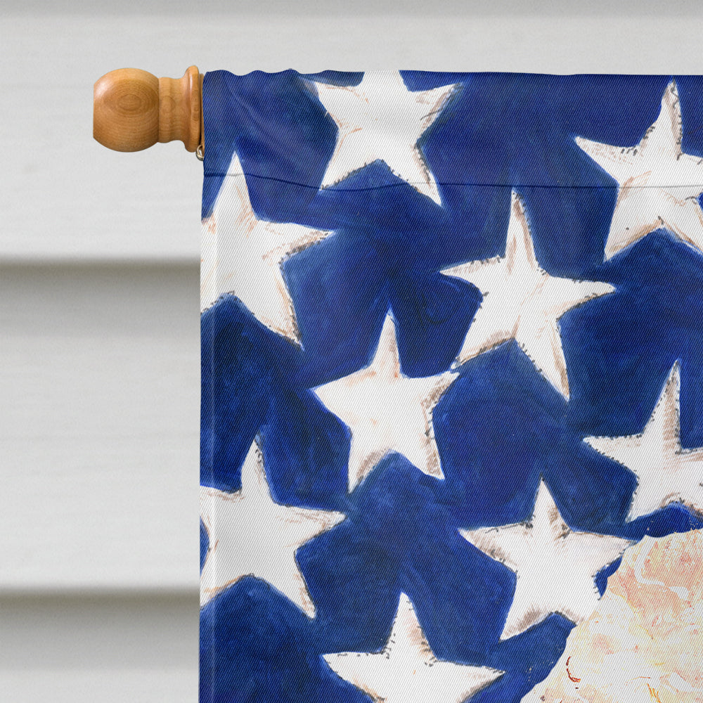 Red Miniature Poodle with American Flag USA House Flag 28x40 Porch Sleeve Pole Decorative Outside Yard Banner Artwork Wall Hanging, Polyester