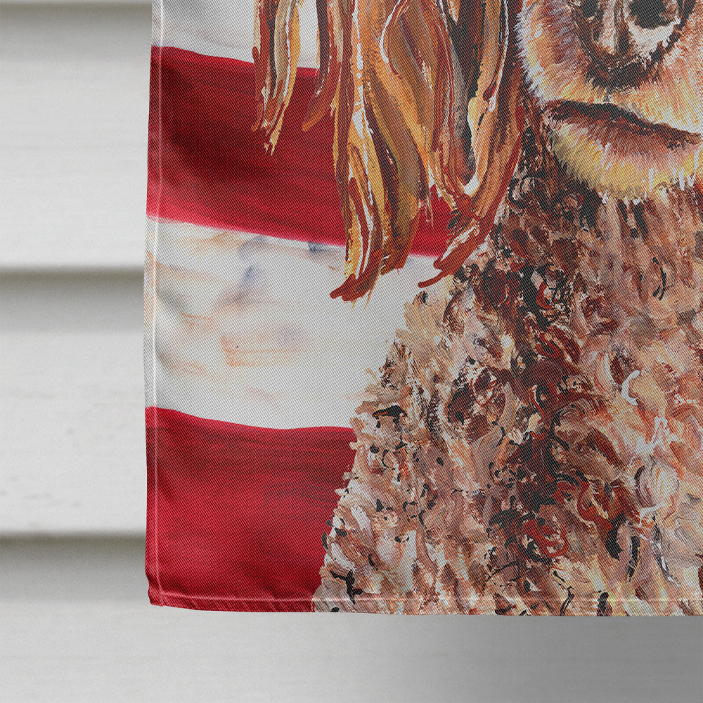 Red Miniature Poodle with American Flag USA House Flag 28x40 Porch Sleeve Pole Decorative Outside Yard Banner Artwork Wall Hanging, Polyester