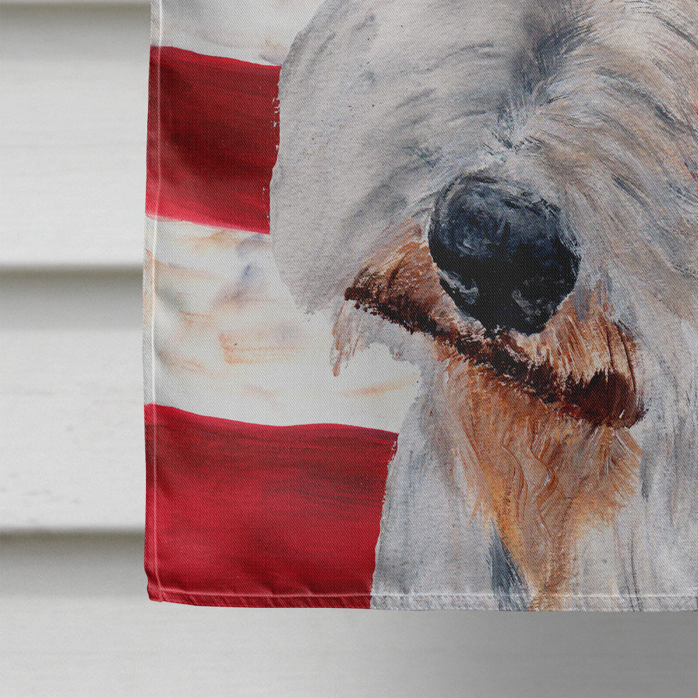 Wire Fox Terrier with American Flag USA House Flag 28x40 Porch Sleeve Pole Decorative Outside Yard Banner Artwork Wall Hanging, Polyester