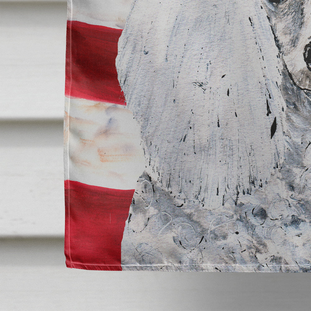 White Toy Poodle with American Flag USA House Flag 28x40 Porch Sleeve Pole Decorative Outside Yard Banner Artwork Wall Hanging, Polyester