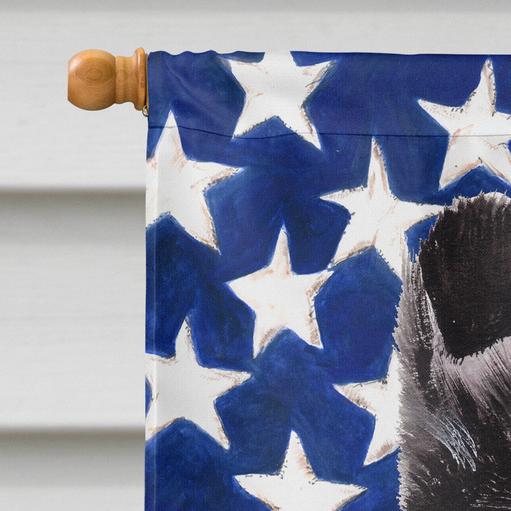 Black and White Collie with American Flag USA House Flag 28x40 Porch Sleeve Pole Decorative Outside Yard Banner Artwork Wall Hanging, Polyester