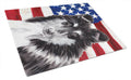 Black and White Collie with American Flag USA Cutting Board Tempered Glass Kitchen Cutting Surface, Heat Resistant Chopping, Non-Slip Feet, Food Prep & Serving