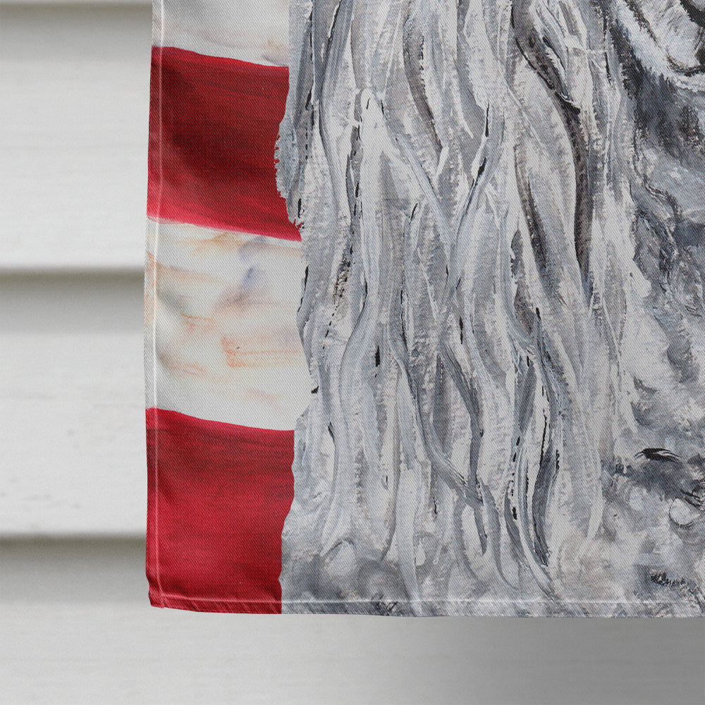 White Standard Poodle with American Flag USA House Flag 28x40 Porch Sleeve Pole Decorative Outside Yard Banner Artwork Wall Hanging, Polyester