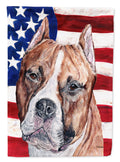 Staffordshire Bull Terrier Staffie with American Flag USA House Flag 28x40 Porch Sleeve Pole Decorative Outside Yard Banner Artwork Wall Hanging, Polyester