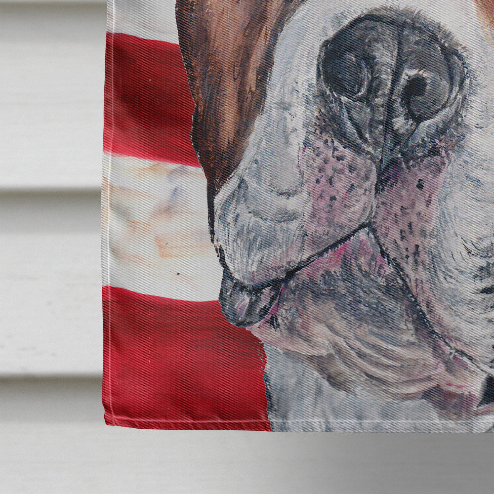 Staffordshire Bull Terrier Staffie with American Flag USA House Flag 28x40 Porch Sleeve Pole Decorative Outside Yard Banner Artwork Wall Hanging, Polyester