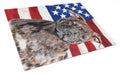 Staffordshire Bull Terrier Staffie with American Flag USA Cutting Board Tempered Glass Kitchen Cutting Surface, Heat Resistant Chopping, Non-Slip Feet, Food Prep & Serving