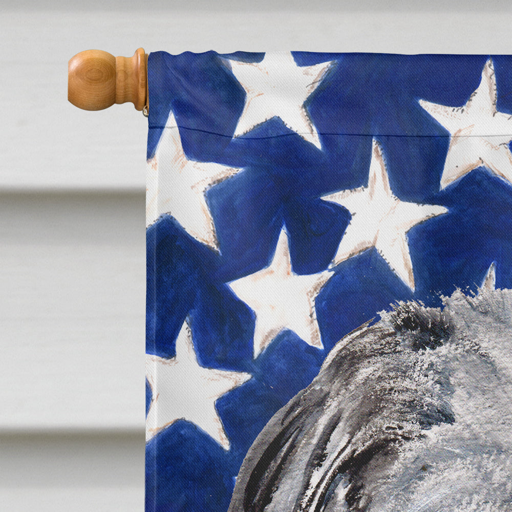 Scottish Deerhound with American Flag USA House Flag 28x40 Porch Sleeve Pole Decorative Outside Yard Banner Artwork Wall Hanging, Polyester