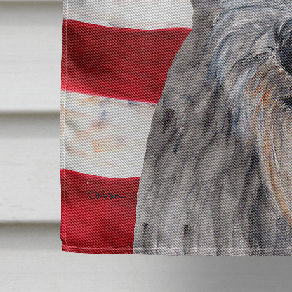 Scottish Deerhound with American Flag USA House Flag 28x40 Porch Sleeve Pole Decorative Outside Yard Banner Artwork Wall Hanging, Polyester