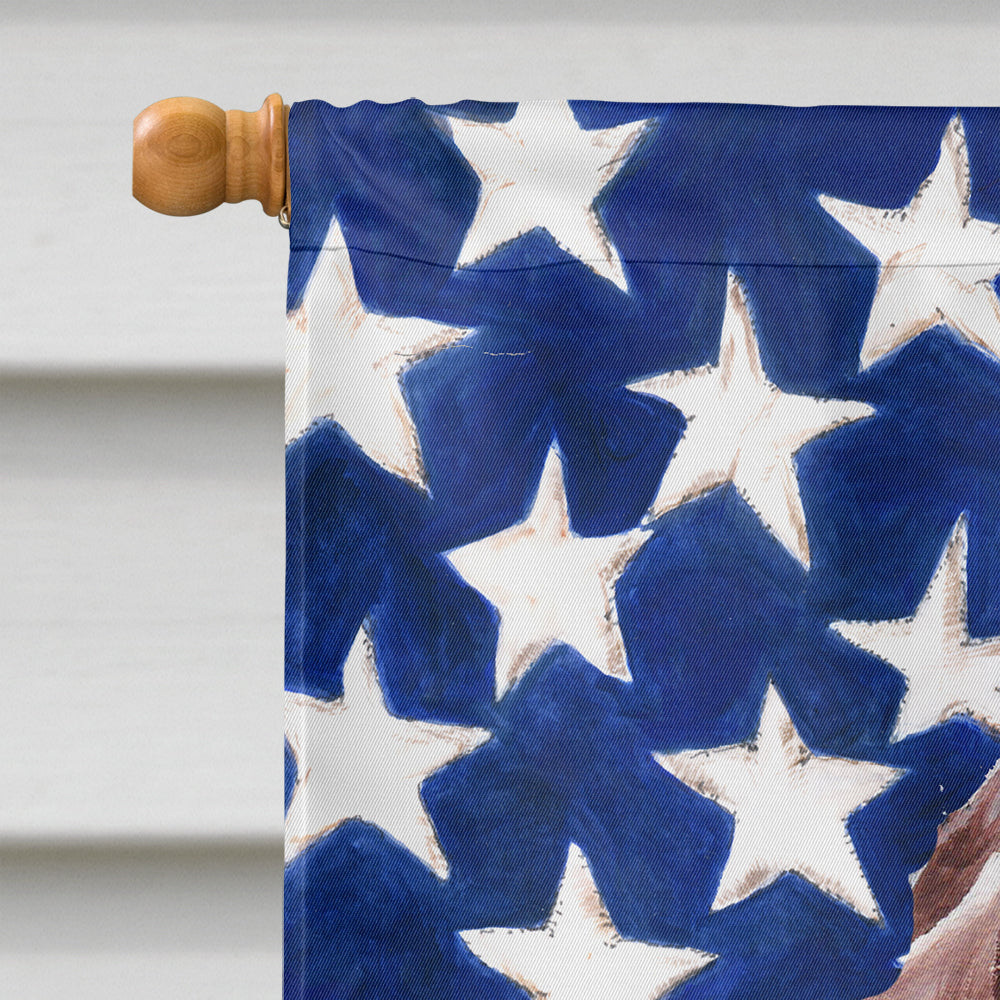 Redbone Coonhound with American Flag USA House Flag 28x40 Porch Sleeve Pole Decorative Outside Yard Banner Artwork Wall Hanging, Polyester