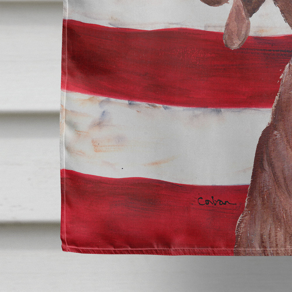 Redbone Coonhound with American Flag USA House Flag 28x40 Porch Sleeve Pole Decorative Outside Yard Banner Artwork Wall Hanging, Polyester