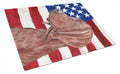 Redbone Coonhound with American Flag USA Cutting Board Tempered Glass Kitchen Cutting Surface, Heat Resistant Chopping, Non-Slip Feet, Food Prep & Serving