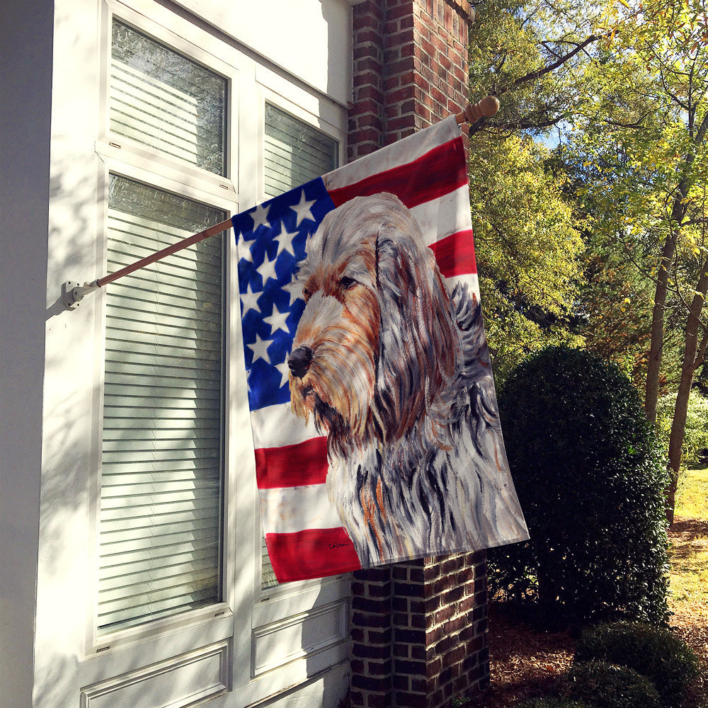 Otterhound with American Flag USA House Flag 28x40 Porch Sleeve Pole Decorative Outside Yard Banner Artwork Wall Hanging, Polyester