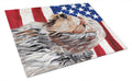 Otterhound with American Flag USA Cutting Board Tempered Glass Kitchen Cutting Surface, Heat Resistant Chopping, Non-Slip Feet, Food Prep & Serving