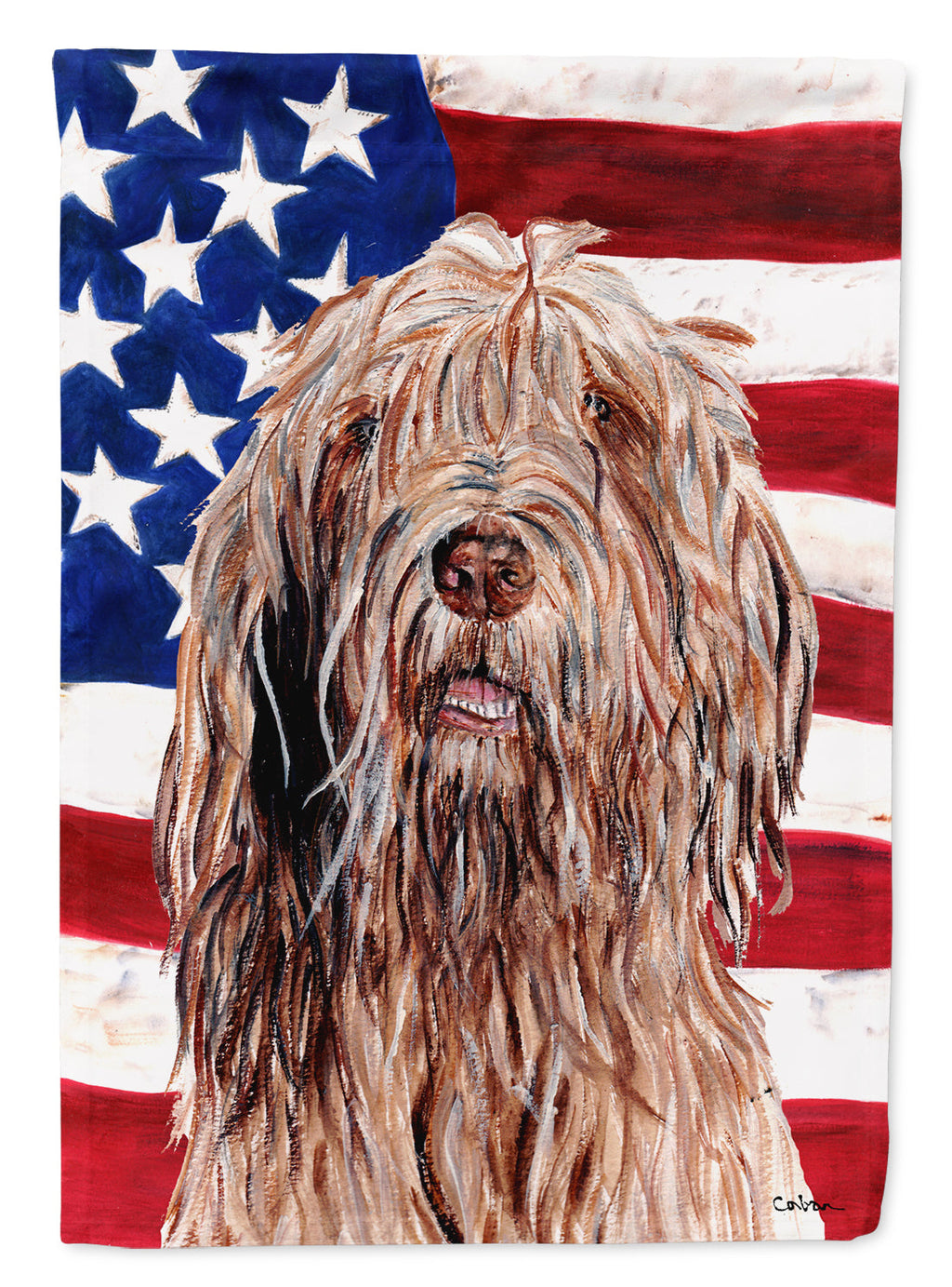 Otterhound with American Flag USA House Flag 28x40 Porch Sleeve Pole Decorative Outside Yard Banner Artwork Wall Hanging, Polyester