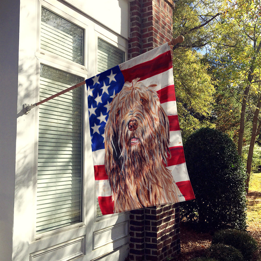 Otterhound with American Flag USA House Flag 28x40 Porch Sleeve Pole Decorative Outside Yard Banner Artwork Wall Hanging, Polyester