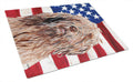 Otterhound with American Flag USA Cutting Board Tempered Glass Kitchen Cutting Surface, Heat Resistant Chopping, Non-Slip Feet, Food Prep & Serving