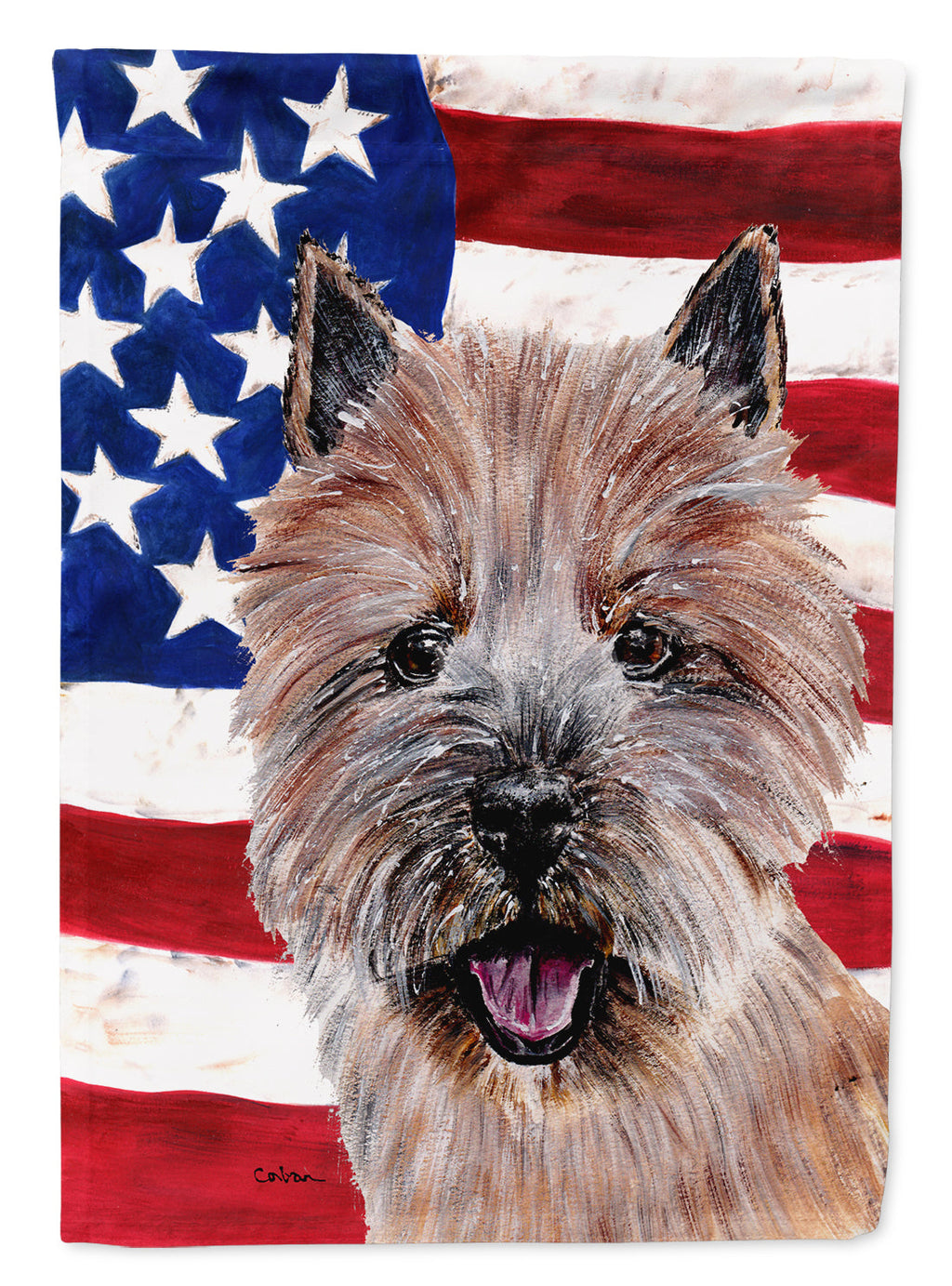 Norwich Terrier with American Flag USA House Flag 28x40 Porch Sleeve Pole Decorative Outside Yard Banner Artwork Wall Hanging, Polyester