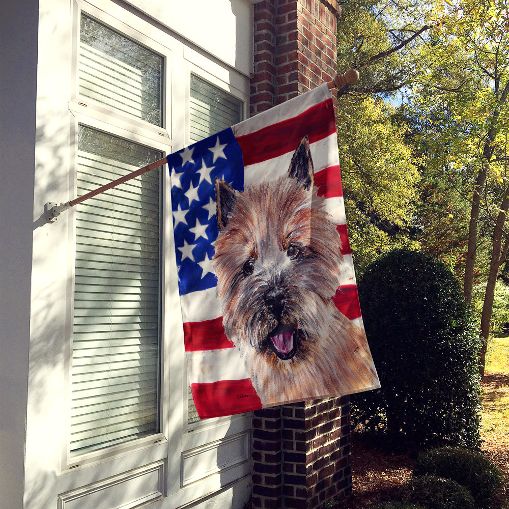 Norwich Terrier with American Flag USA House Flag 28x40 Porch Sleeve Pole Decorative Outside Yard Banner Artwork Wall Hanging, Polyester