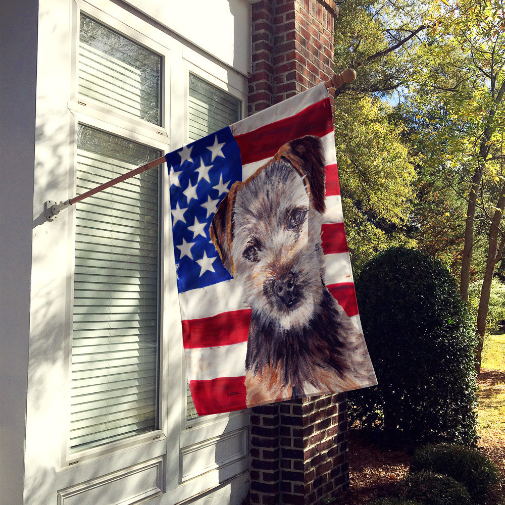 Norfolk Terrier Puppy with American Flag USA House Flag 28x40 Porch Sleeve Pole Decorative Outside Yard Banner Artwork Wall Hanging, Polyester
