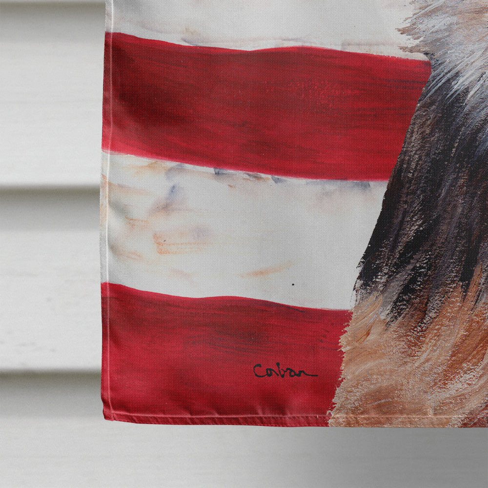 Norfolk Terrier Puppy with American Flag USA House Flag 28x40 Porch Sleeve Pole Decorative Outside Yard Banner Artwork Wall Hanging, Polyester