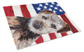 Norfolk Terrier Puppy with American Flag USA Cutting Board Tempered Glass Kitchen Cutting Surface, Heat Resistant Chopping, Non-Slip Feet, Food Prep & Serving